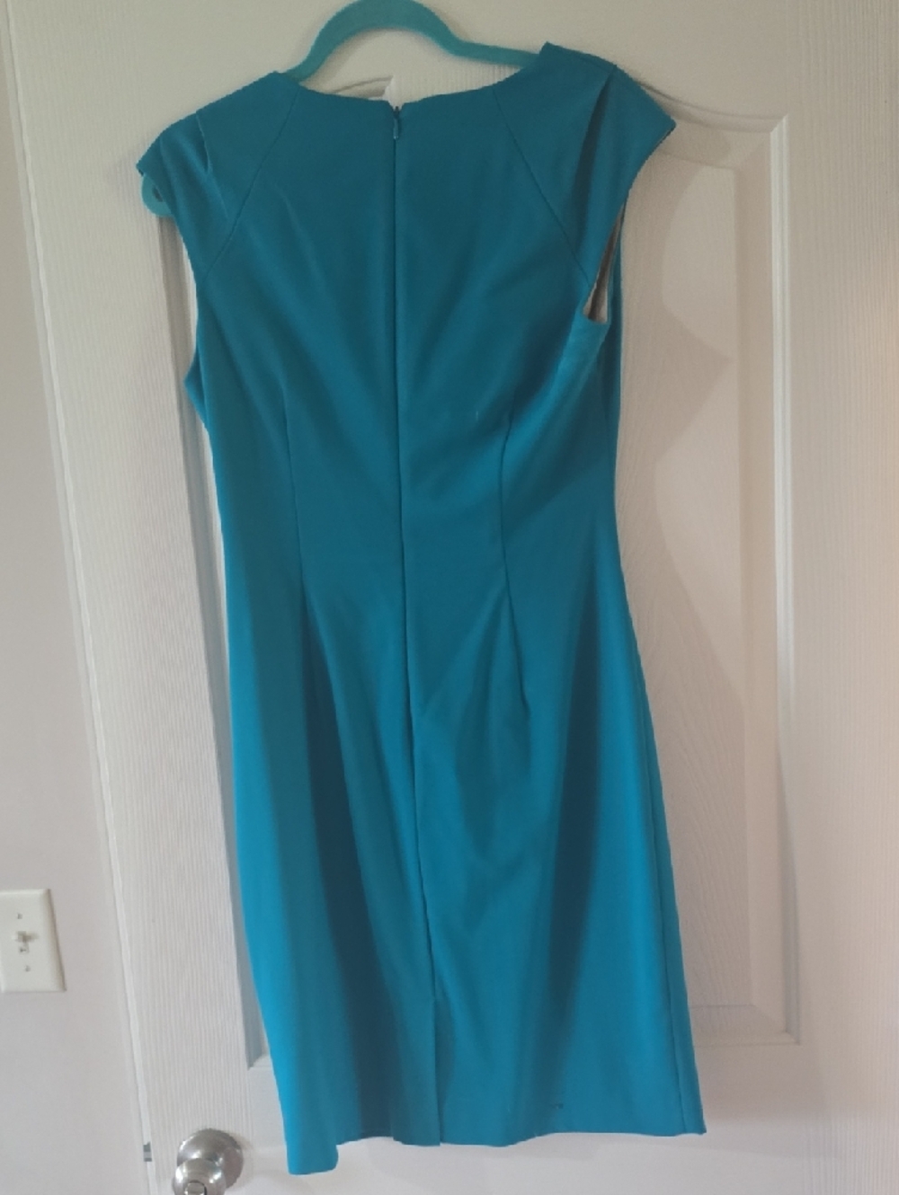 Calvin Klein Teal Sleeveless Sheath Dress with Front Drape - Picture 3 of 3